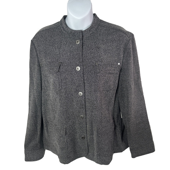 JM Collection Gray Matters Blk Wht Tweed Knit Jacket Size 16P New With Tags - Picture 1 of 10